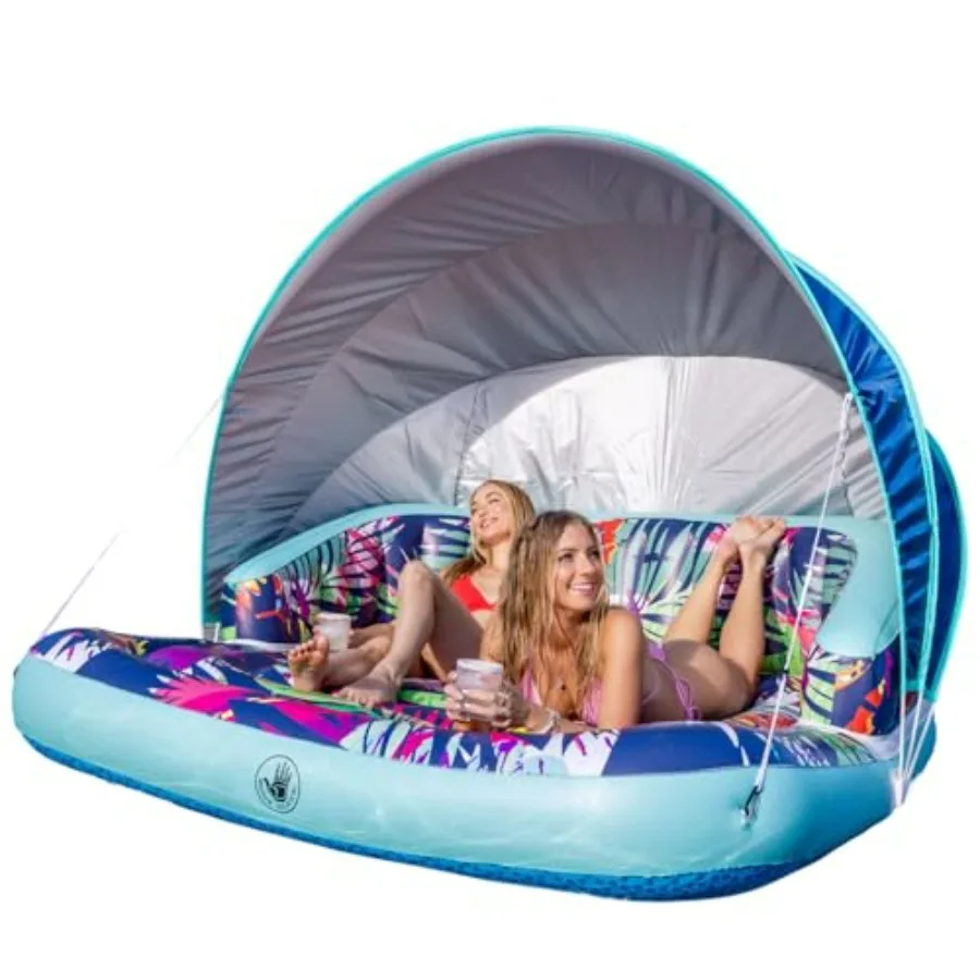 

2-Person Pool Canopy Lounge for outdoor relaxation, premium polyester fabric, navy blue, UV-resistant and quick-dry