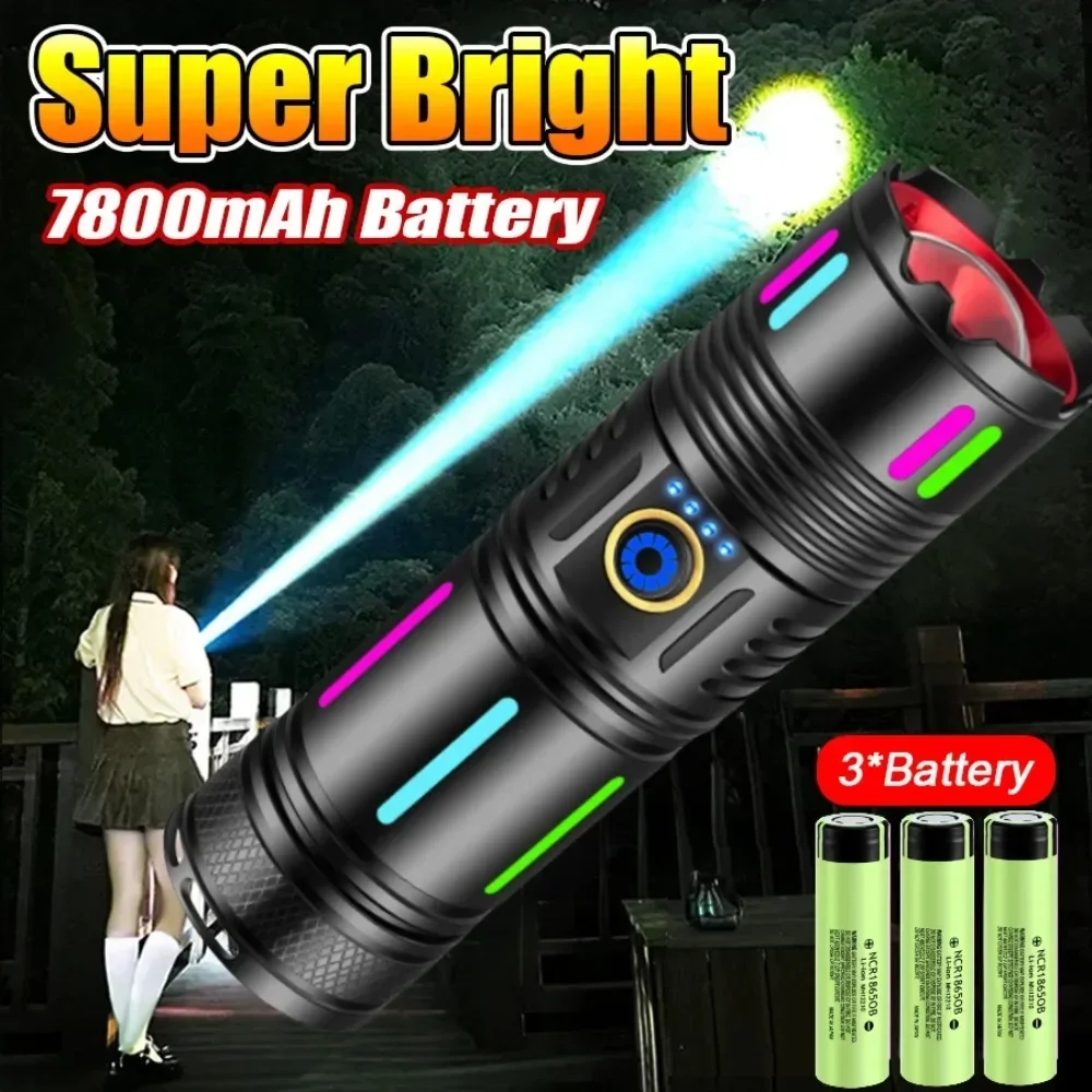 

Портативный супер яркий светодиодный фонарик из алюминиевого сплава, перезаряжаемый зум, белый лазерный фонарь для кемпинга, пешего туризма, аварийного выживания