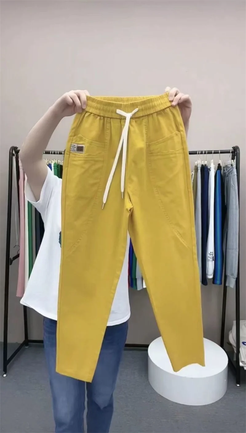 Spring Summer Women's Harem Pants High Waist Straight Casual All-match Pants Women Fashion Loose Cotton linen Trousers Female