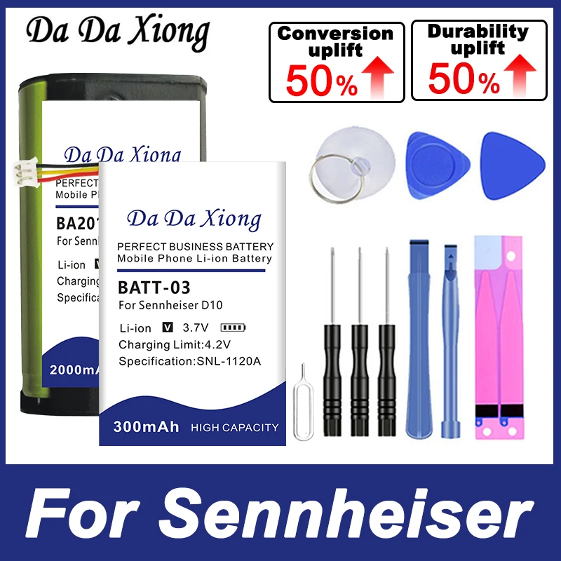 DaDaXiong BA2015 BATT-03 NCI-PLS100H Replace Battery For Sennheiser G2 IS-410 IS-4200 D10 DW BA2015 Office ML Pro + Kit Tools