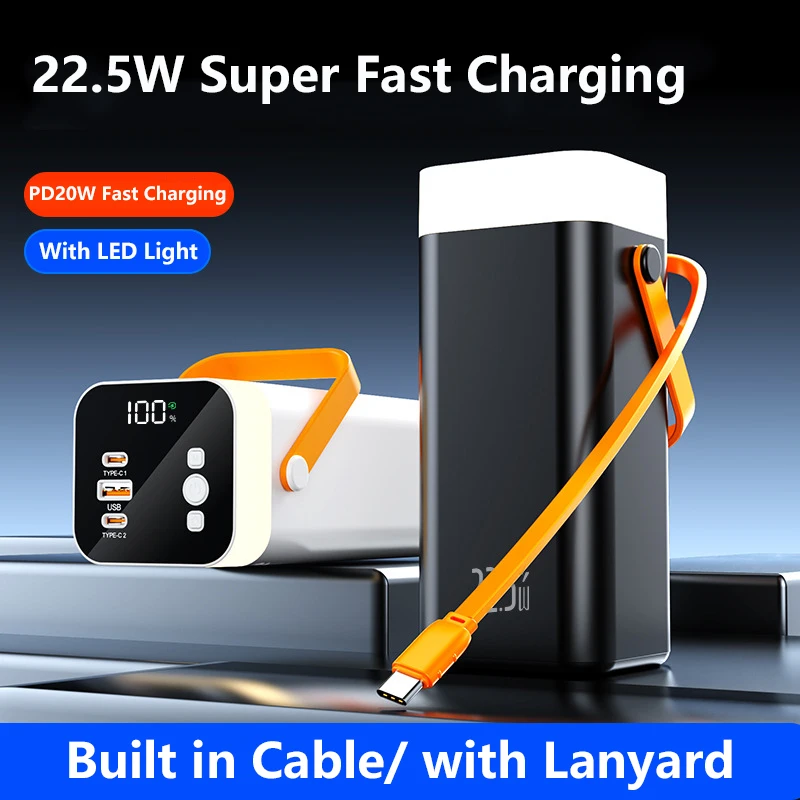 

Power Bank 50000mAh 22.5W QC PD 3.0 Fast Charging Powerbank External Battery Pack for iPhone 16 Samsung Huawei Xiaomi Poverbank
