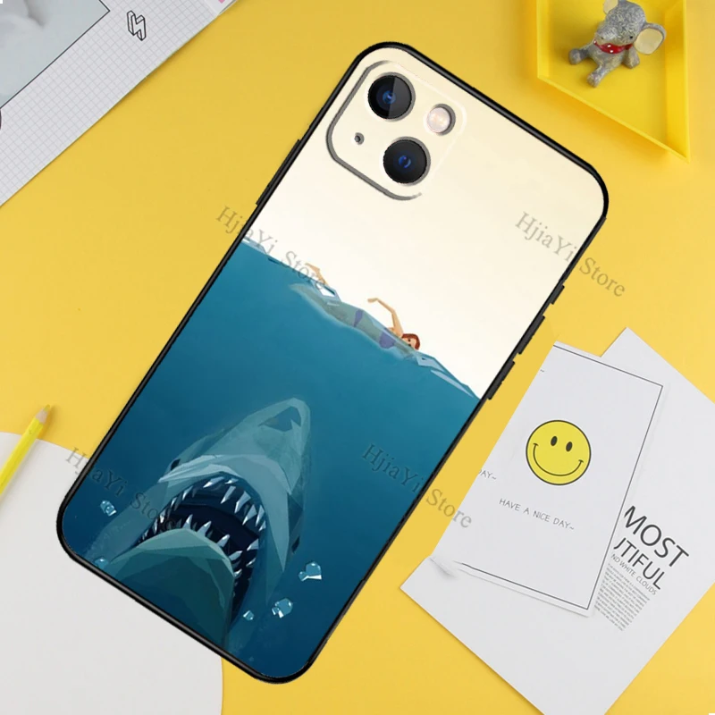 Jaws 1975 Movie Poster Phone Case For iPhone 13 12 11 14 15 16 Pro XS Max XR X Silicone For iPhone 12 Mini Plus Cover