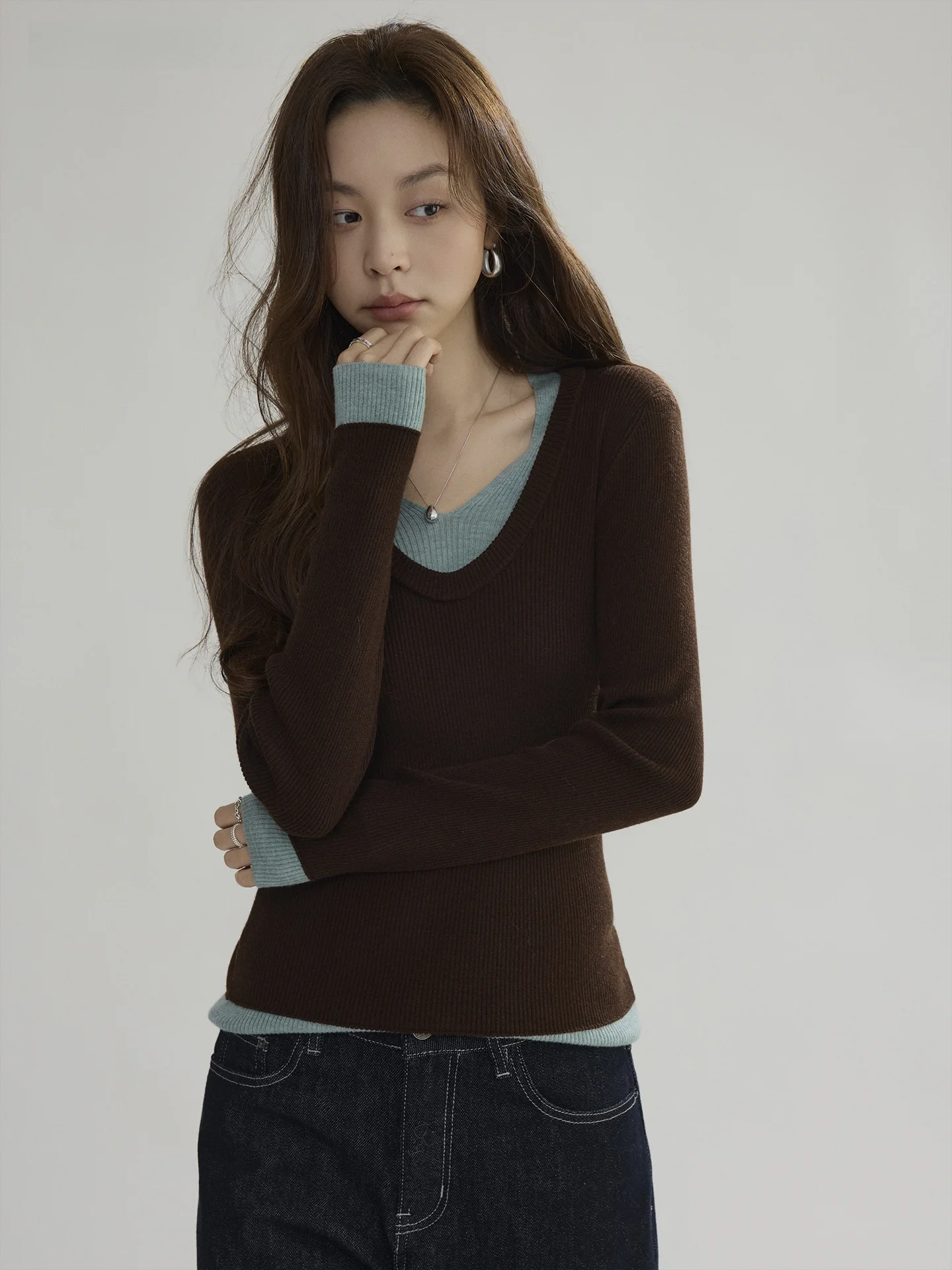 

Joli Choose Casual Long Sve Knitted Sweater Women's Simple Color Blo Design Romantic Sle Loose Fit Polyester Blend