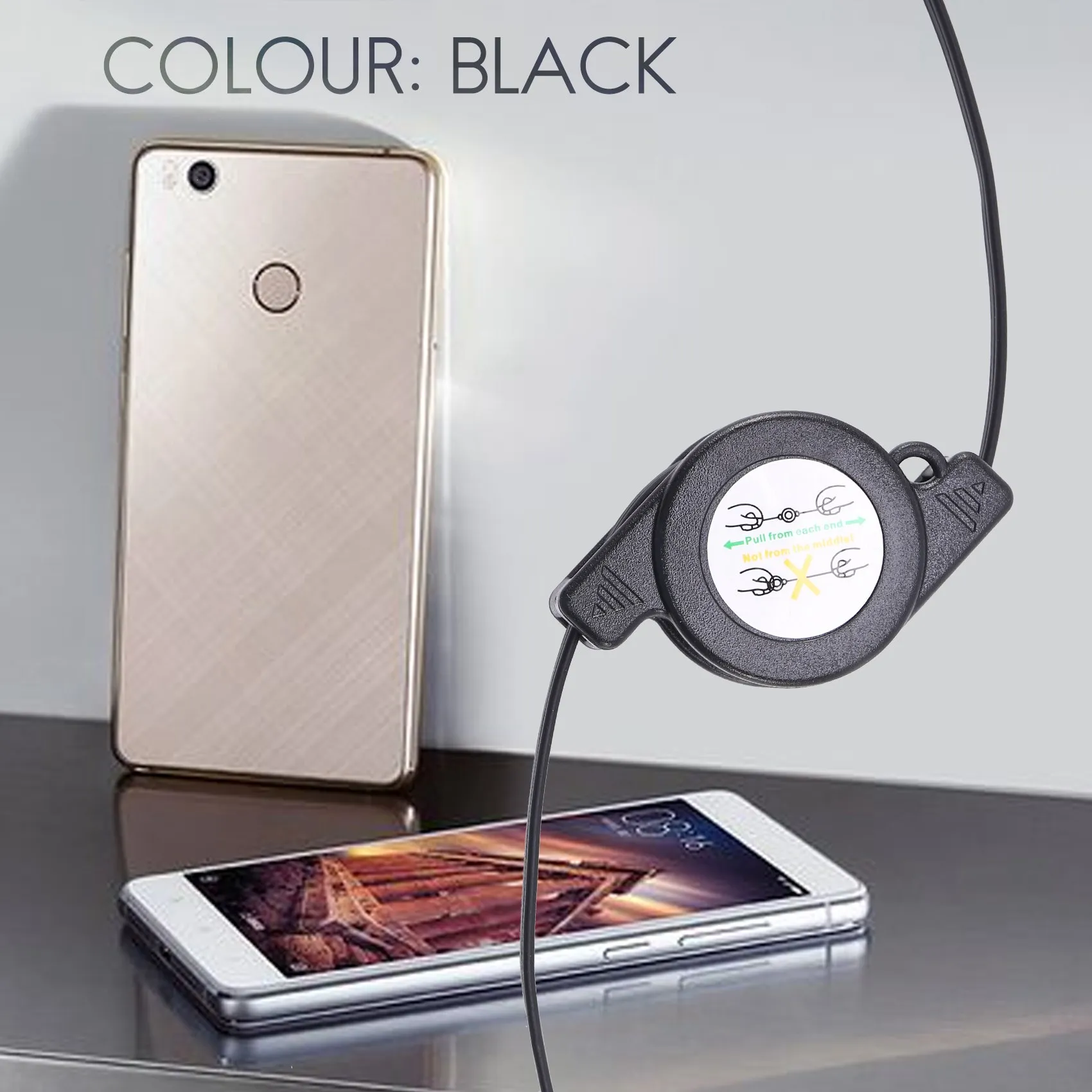 USB Typ C USB 3.1 einziehbares Kabel Ladegerät Lade Typ-C USB-C Kabel Schwarz