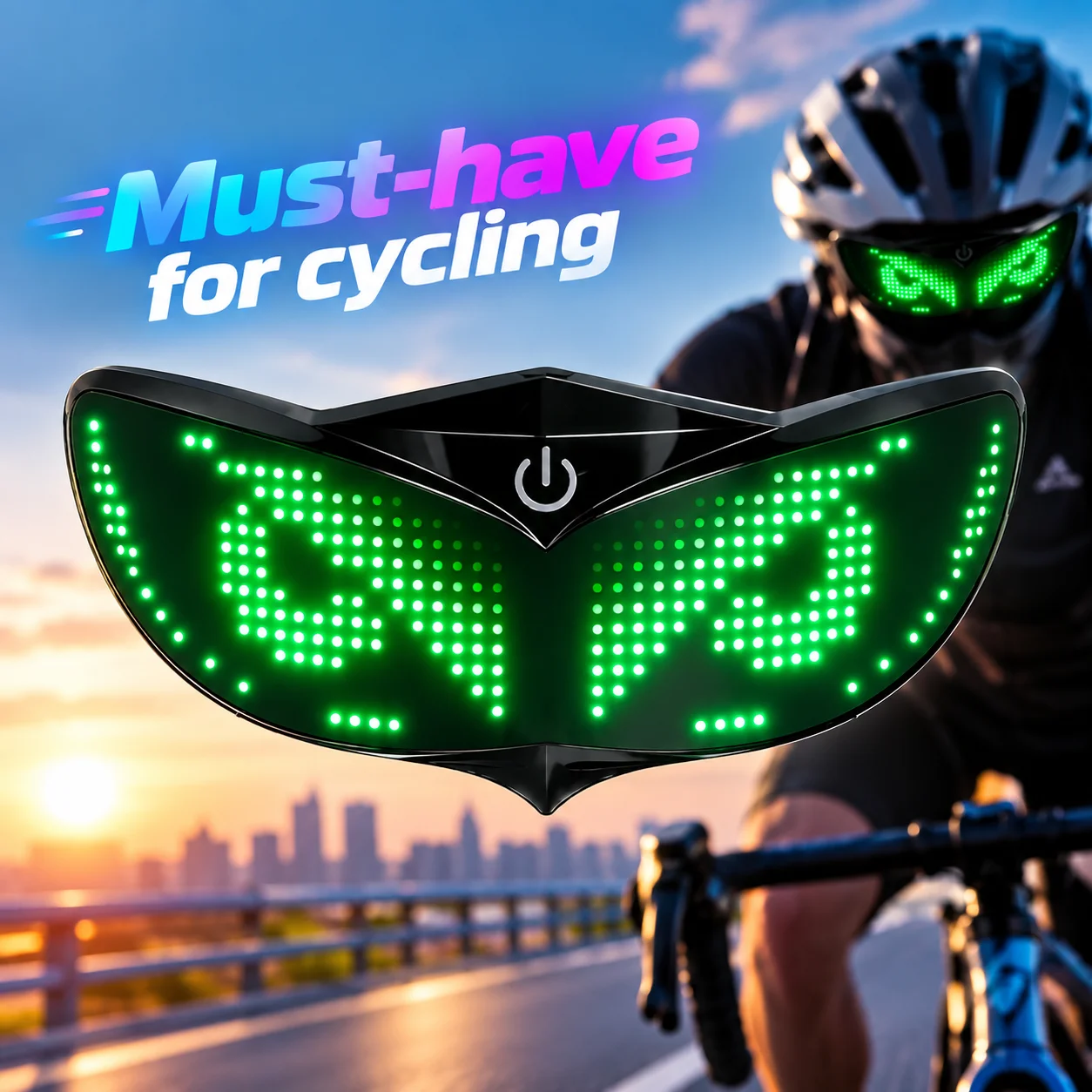 LED Helmet Display Light Customizable Patterns RGB Dynamic Expression Light for Motorcycle Scooter Bicycle Skateboard Cycling