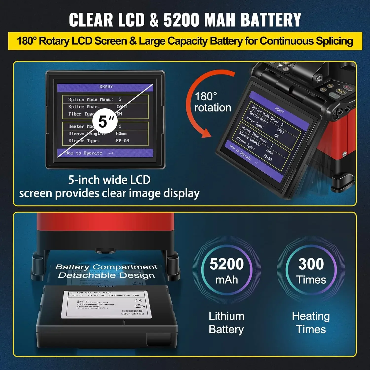 Fiber Fusion Splicer Fokus Otomatis A-80S FTTH Fiber Optic Fusion Splicer Kit 5 Inci Layar LCD Digital