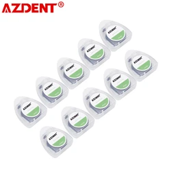 AZDENT 10 Pcs 50M/ Spool Bamboo Charcoal Dental Flosser Built-In Spool Flat Wire Mint Toothpick Dental Floss Replacement Core