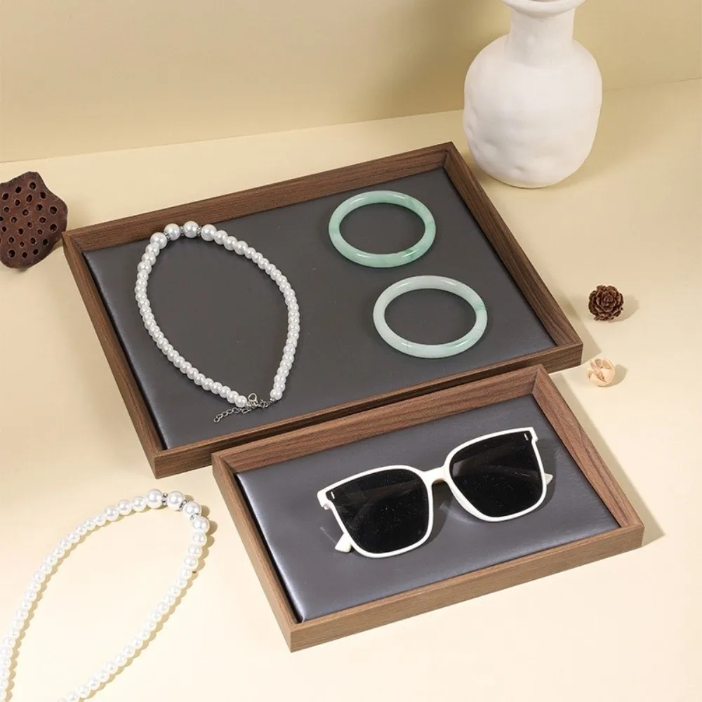 Retro Black Walnut Display Tray Minimalist Design Sturdy and Stable Jewelry Tray Wooden Wood Grain Platter For Dressing Table