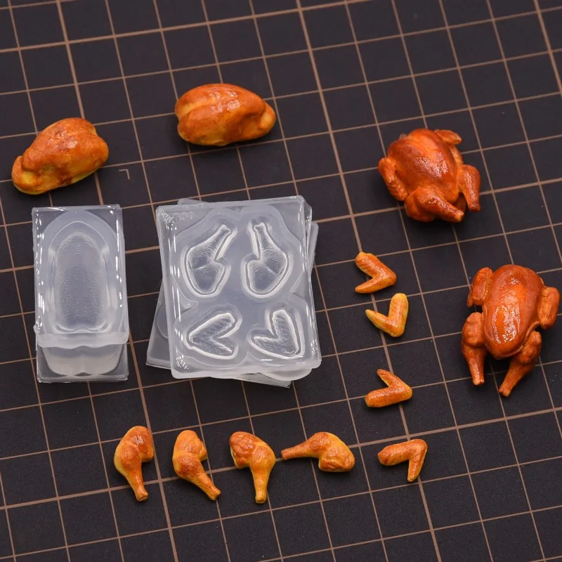 Mini Split Roast Chicken Silicone Mold Miniature Food Toy Chicken Wings/legs Clay Mold Ob11 Dollhouse Decoration Styling Tool