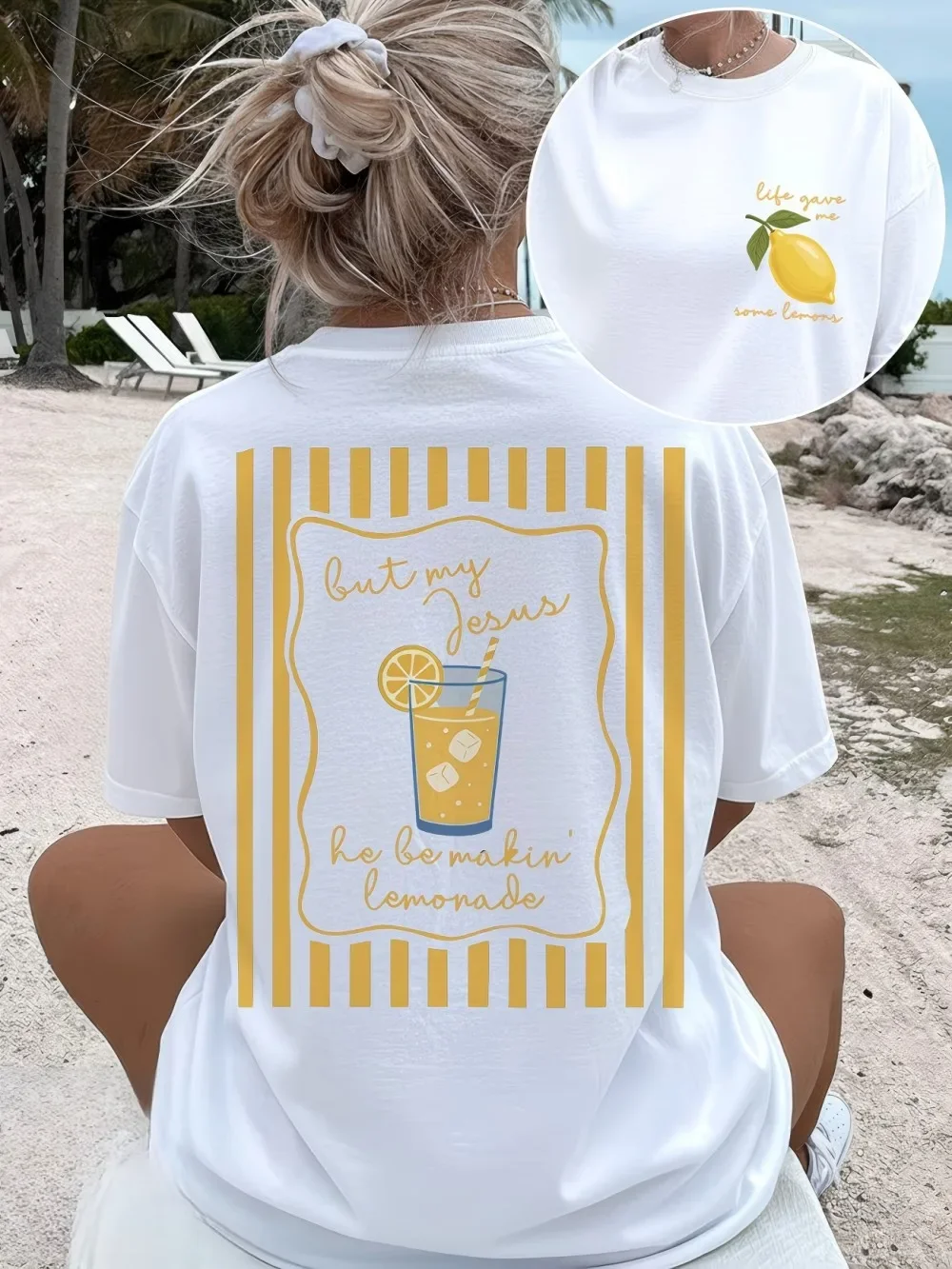 But My Jesus Be Makin Lemonade Christian T Shirt Women Faith Based Graphic Tee Summer Casual Retro Aesthetic Fashionable Top