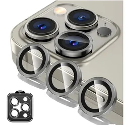 Titanium Gray Metal Tempered Glass Camera Lens Cover Screen Protector For Iphone 15 16 Pro Max/Plus