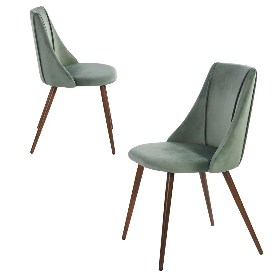 Dining Chairs Set of 2, Velvet Upholstered Kitchen Chairs Modern Dining Room Side Chairs with Soft Seat Metal Legs, Accent Chair
