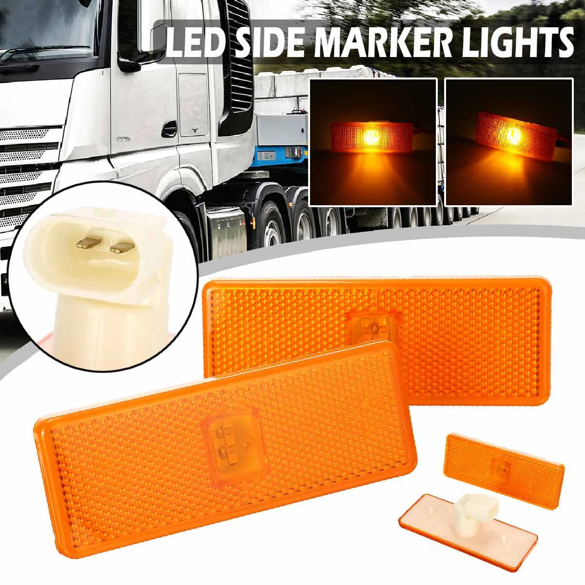 Pair 24V LED Amber Side Marker Lamp Signal Lamp Warning Indicator Light Truck light for Mercedes for Actros for Atego for Axor