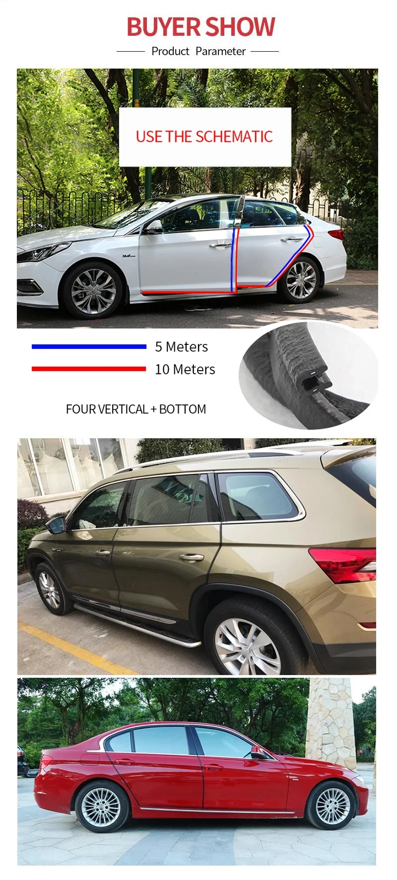 Autotür-Kantenschutz Kratzschutzleiste Zierleiste Auto-Tür Anti-Kollisions-Schutzstreifen Stahl Auto-Styling Zubehör – Detail 5