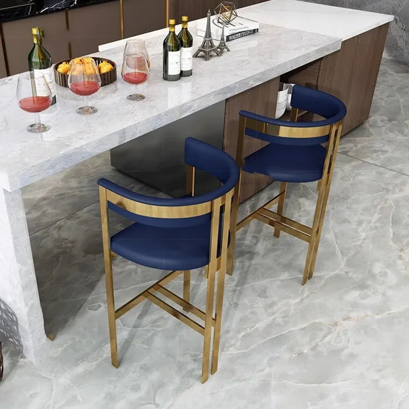 

Golden Frame Bar Chair Minimalistic Design Restaurant Modern High Chair Nordic Kitchen Taburete Alto Cocina Bar Furniture BY-156