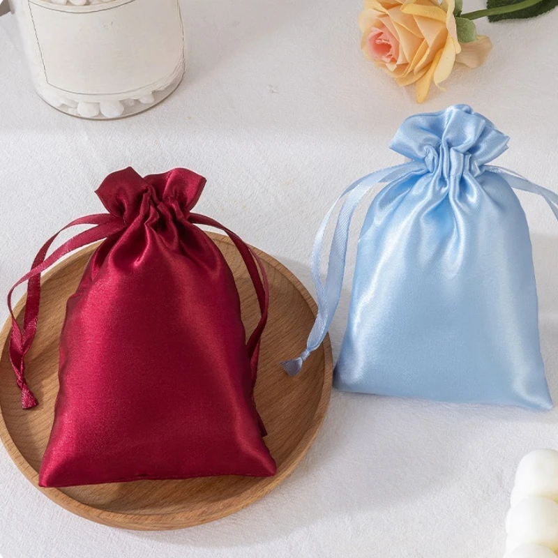 Solid Color Drawstring Cosmetic Bags Christmas Gift Package Storage Bag Travel Cosmetic Lipstick Jewelry Makeup Organizer Pouch