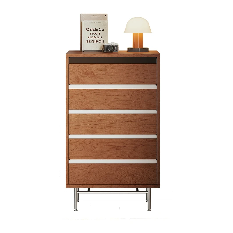 Retro style chest of drawers, all solid wood floor-to-ceiling cabinet against the wall, sofa side cabinet