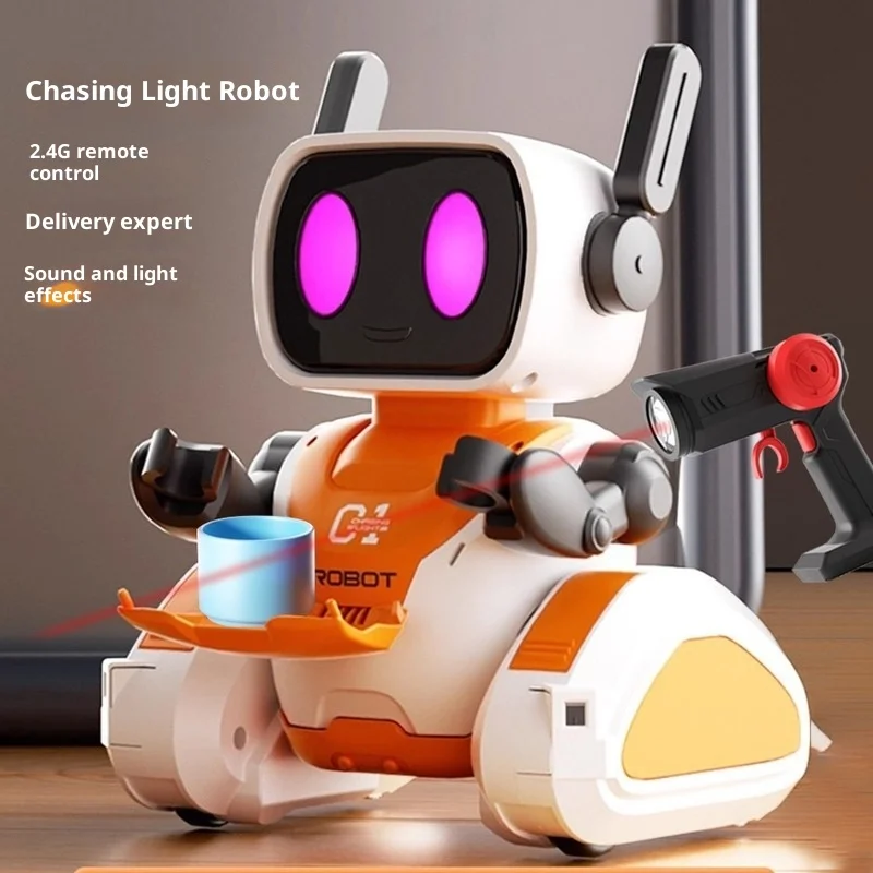 2.4G Remote Control Infrared Detection Intelligent Tracking Robot Toy, Desktop Electronic Pet for Kids