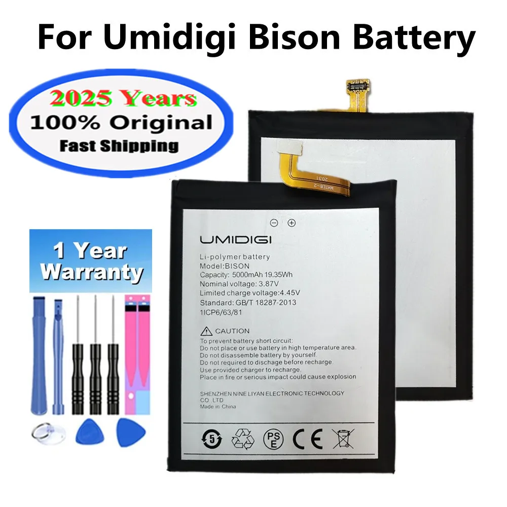 2025 Years 5000mAh Original Battery For UMI Umidigi BISON Mobile Phone Li-ion Bateria Rechargable Batteries Fast Shipping +Tools