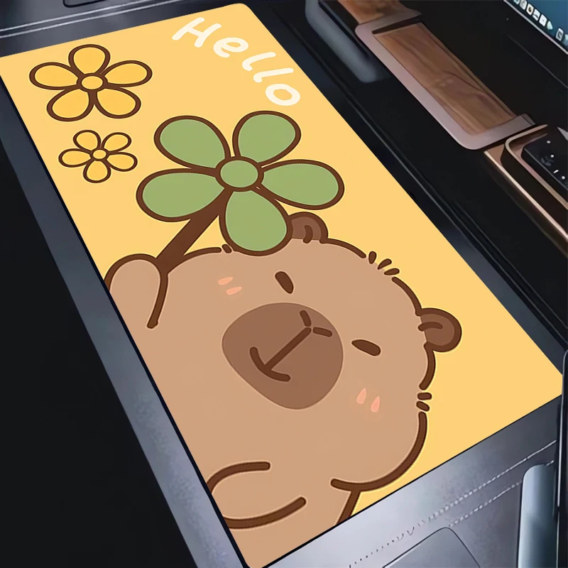 

Mouse Pad Kawaii Flowers Capybara Mousepad PC Cartoon Gamer Cabinet Keyboard Rug Laptop Anime Gaming Accessories Desk Mat Carpet