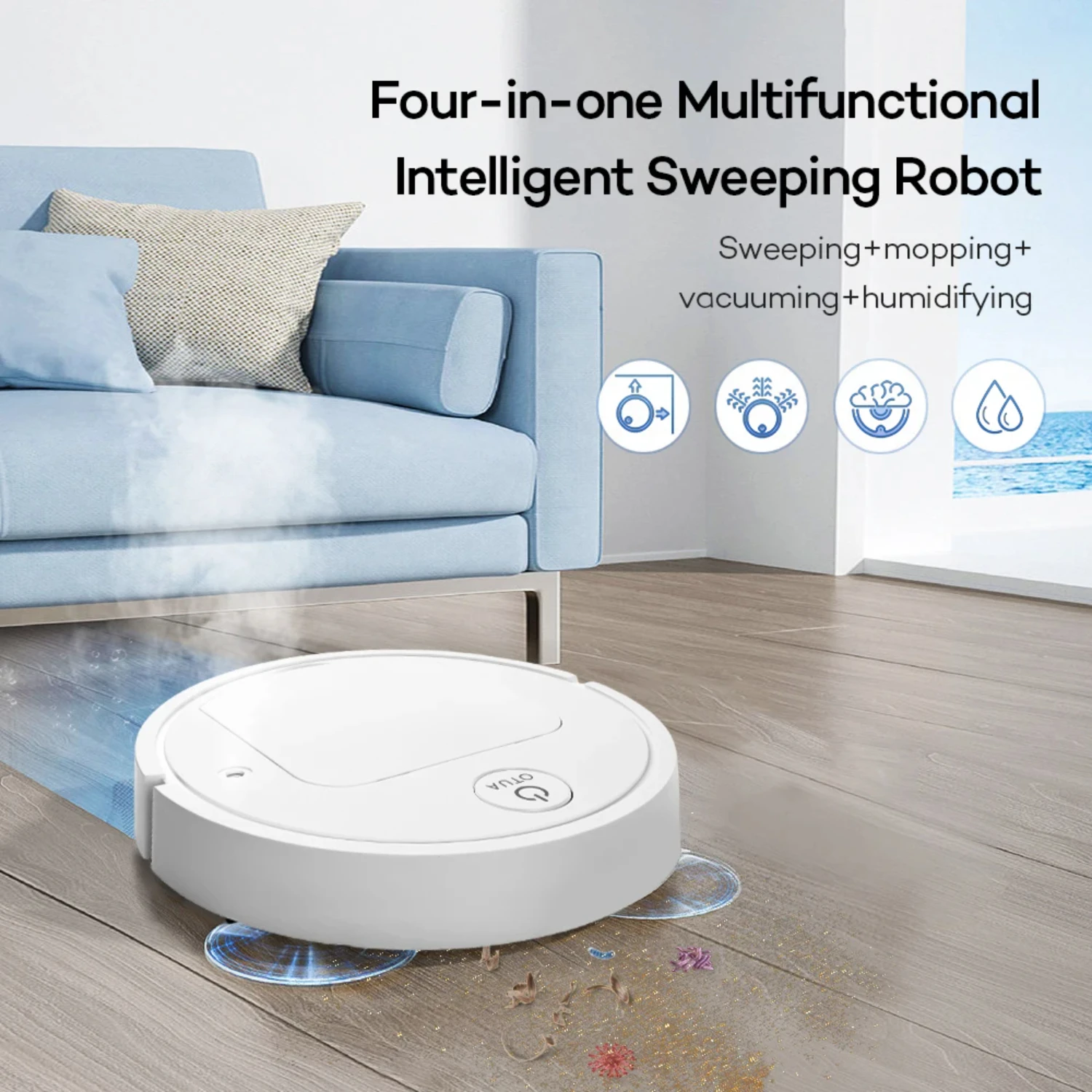 Versatile 5-in-1 Rechargeable Robot Vacuum Cleaner with Wet Mopping Capability for Automatic Sweeping and Cleaning - USB Powered