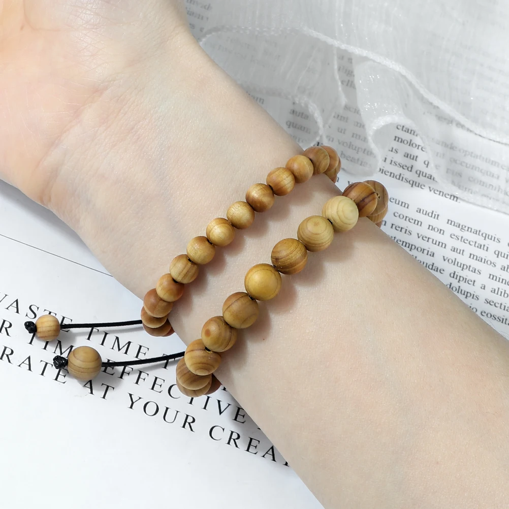 High Quality Cliff Cypress Wooden Beads Bracelets Women Men Meditation Handmade Stretch Bracelets Healing Yoga Jewelry 6/8/10mm