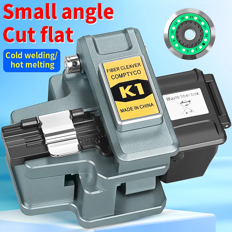 COMPTYCO K1 Optical Fiber Cleaver Fiber Optic Cold Connection/Fusion Splicing Cutting Tool Fiber Cutter With Waste Fiber Box