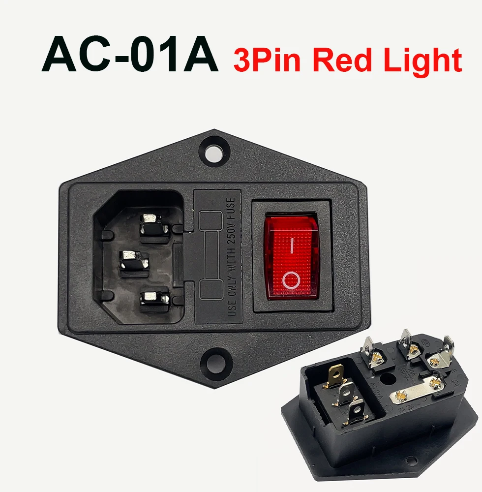 AC-Netzanschluss + Sicherungshalter + Schalter IEC60320
