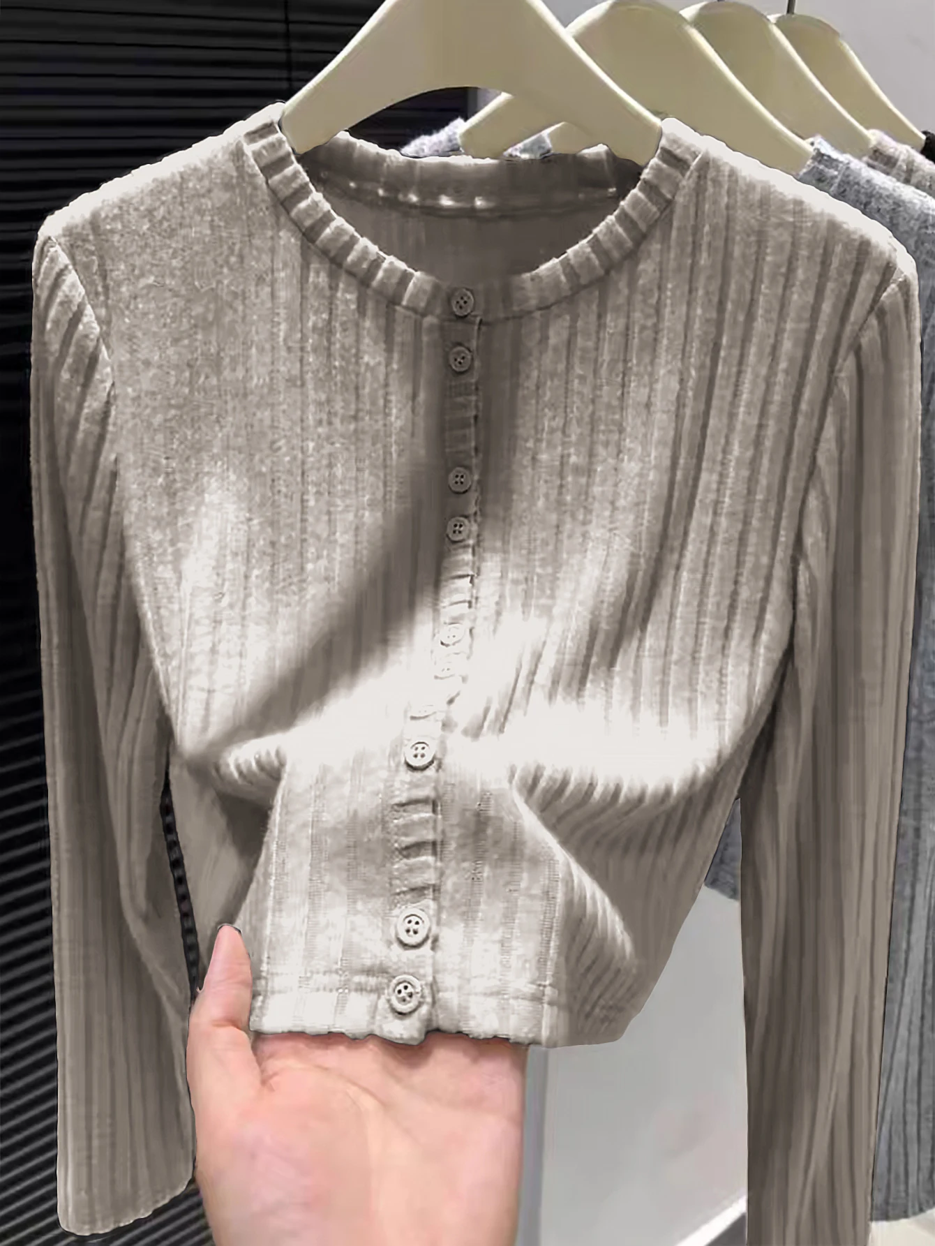 여성용 긴 소매 라운드 넥 가디건 가을 겨울 캐주얼 핏 솔리드 컬러 오픈 프론트 니트웨어 스트레이트 슬리브