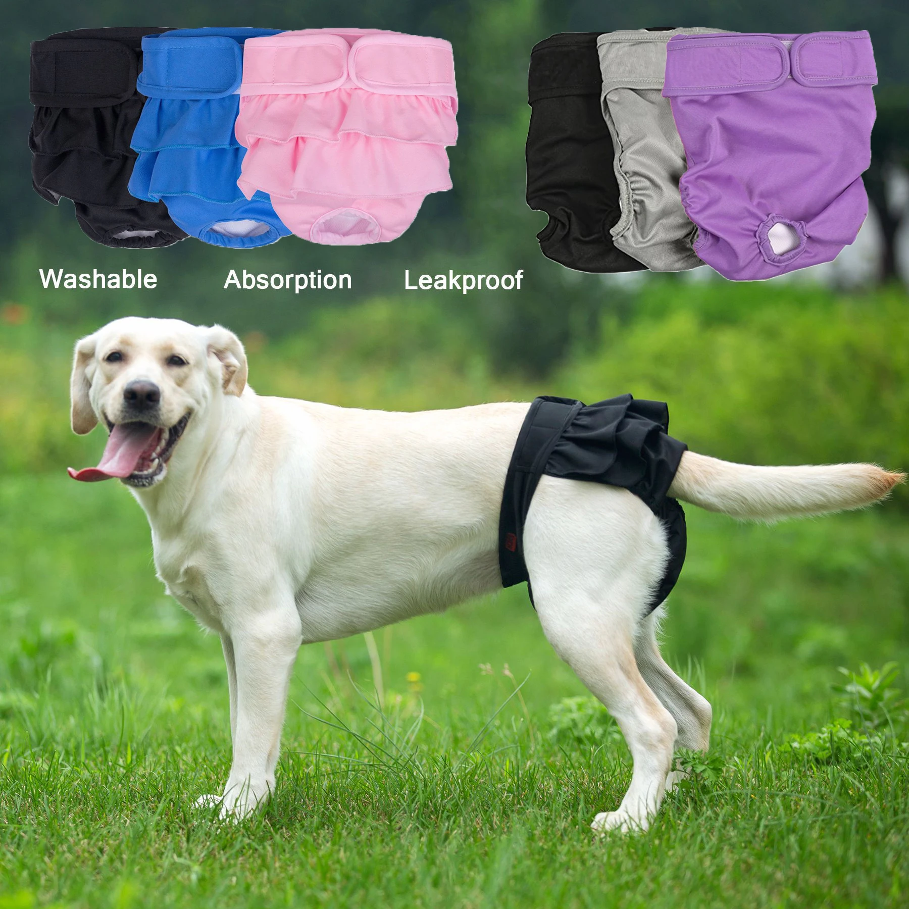 Reusable Washable Dog Diapers Adjustable Wraps Sanitary Pants Pets Durable Doggie Super-Absorbent Underwear Shorts