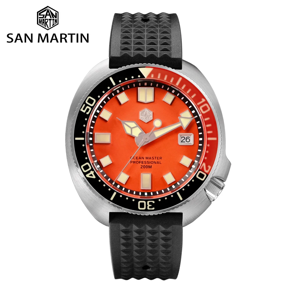 

San Martin Men Diver Watch 44MM Turtle Automatic Mechanical Wristwatch Military 20Bar Waterproof C3 Luminous Sapphire Bezel NH35