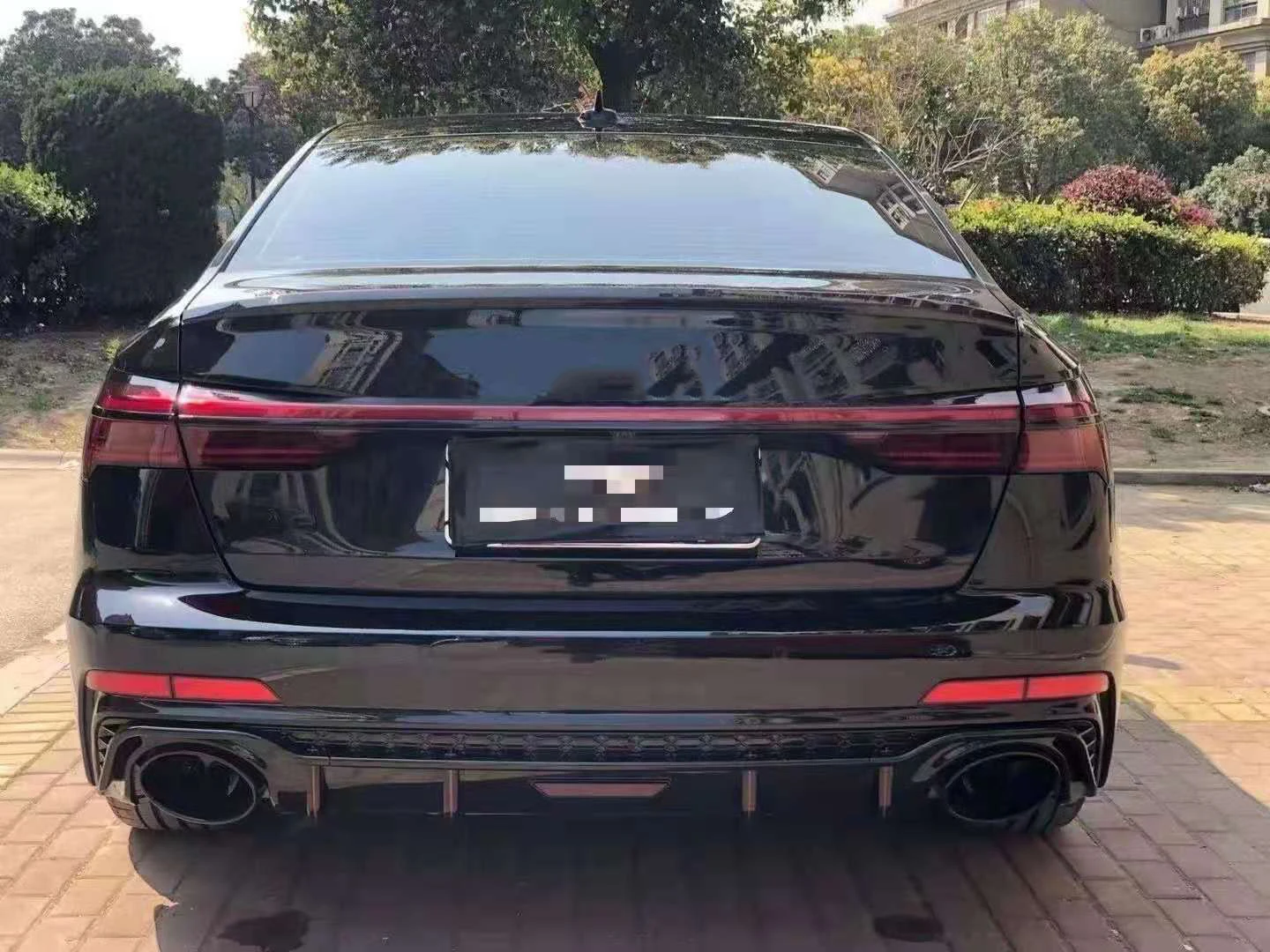 For 2019 to 2024 C8 A6 S-line/avant Modification RS6-R Style Rear Diffuser With Tips LED Stoplight RS6 Rear Lip Tail Throat