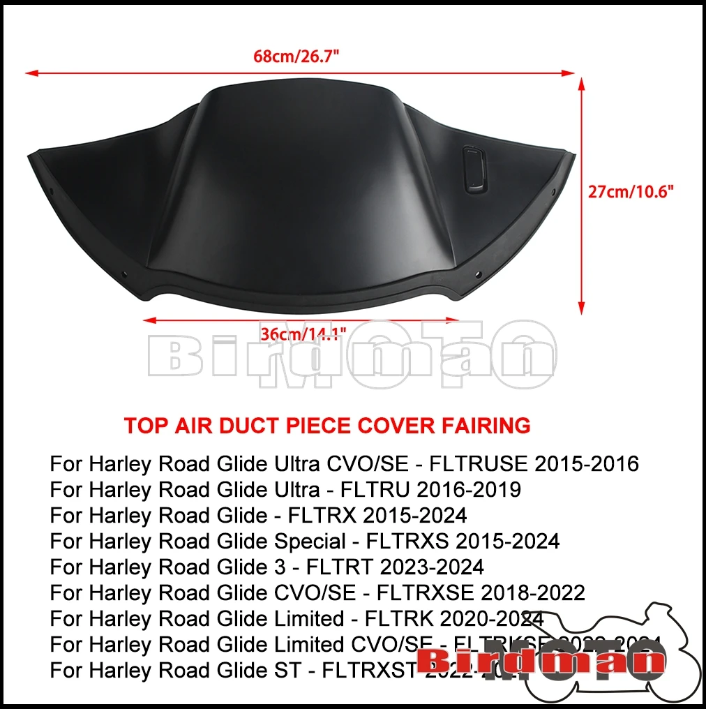 Motorcycle Front Inner Fairing Black Plastic Air Duct Cover For Harley Road Glide Ultra Limited Special ST FLTRKSE FLTRKST 15-24