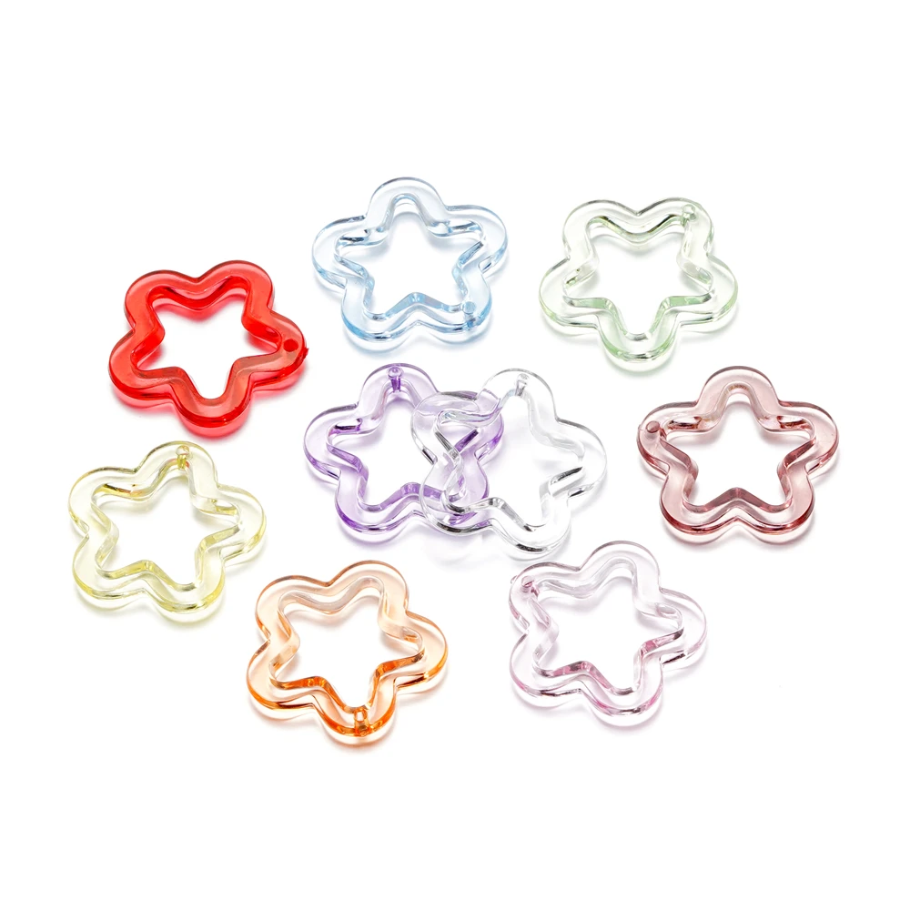 Pingente de estrela de cinco pontas acrílico transparente, DIY Jewelry Making, encantos pulseira e colar, acessórios, 30x30.5mm, 10pcs por lote