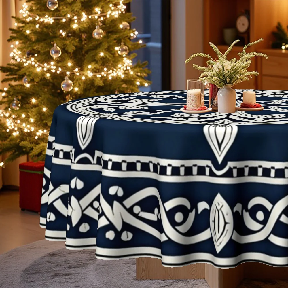 A beautifully designed round tablecloth for Christmas and Easter, perfect for family kitchens and dining rooms