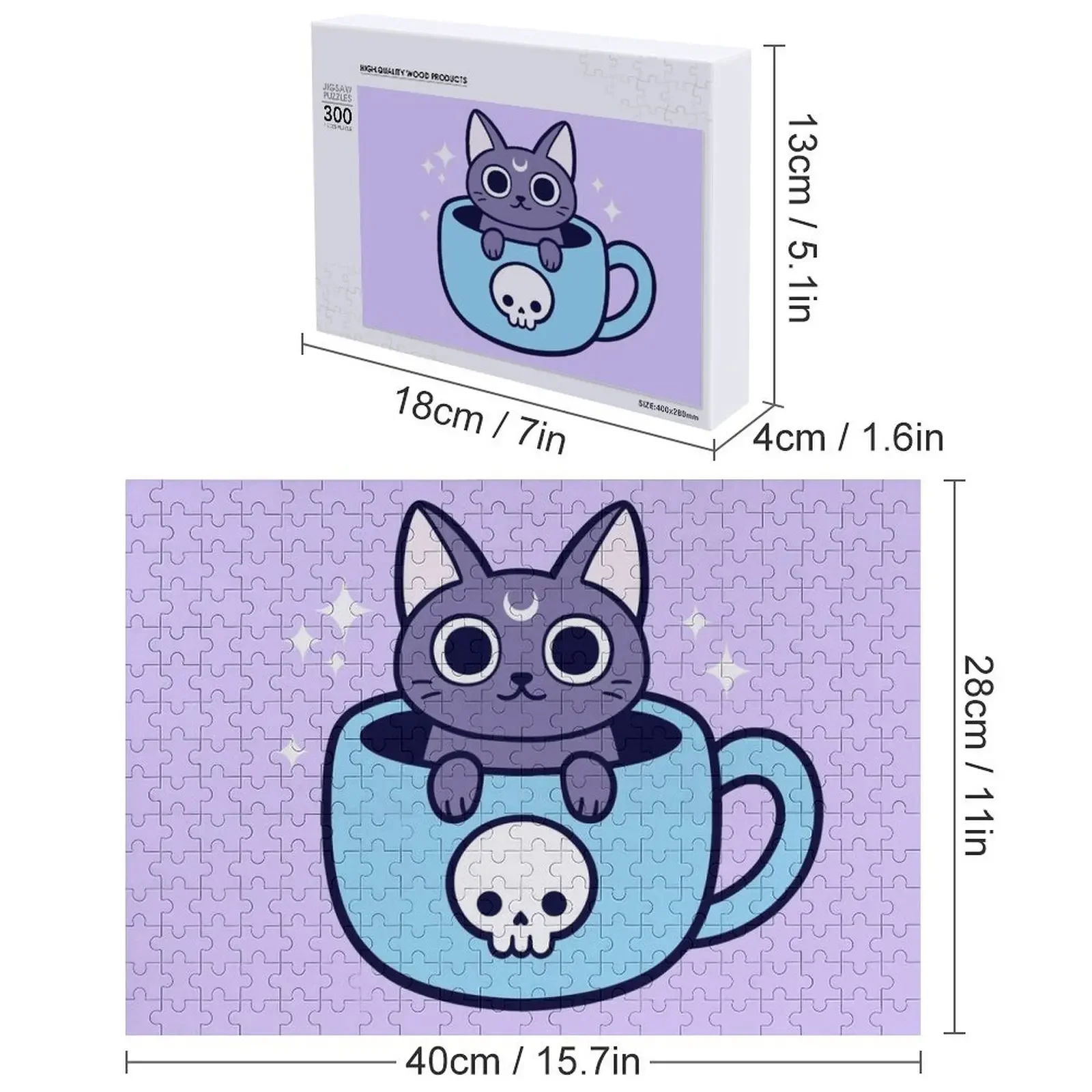 Tè magico nero / caffè Gatto Nikury Jigsaw Puzzle Giocattoli personalizzati Motori in scala Regali personalizzati per animali per bambini Puzzle