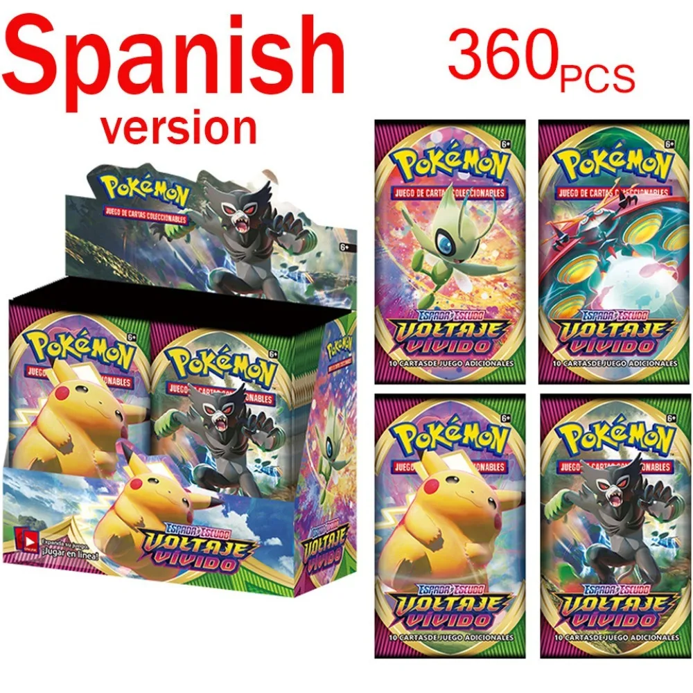 360 stks/doos Pokemon Card Shining Fates StyleSpanish Booster Battle Carte Trading Card Anime Game Collection Card Vakantiecadeau