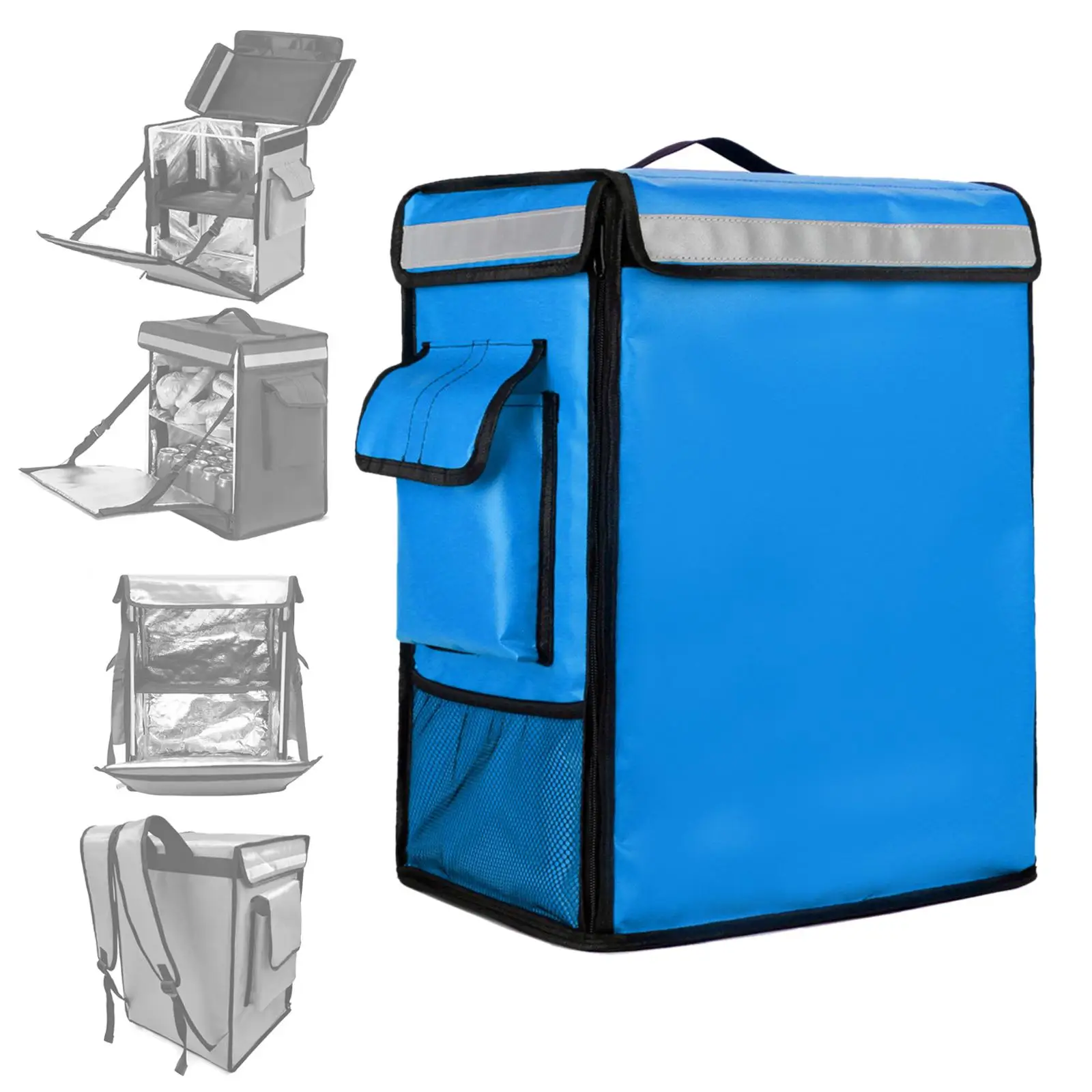 Insulated Food Delivery Backpack Pizza Delivery Bags for Home Delivery Beach blue