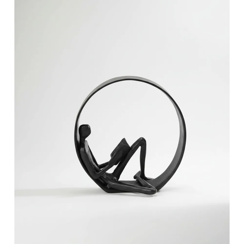 

Фигурка для чтения, металлическая скульптура - декор книжной полки для любителей книг, подарок современного искусства