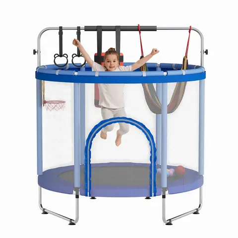 Trampoline 60" Kids Trampoline with Safety Enclosure – Standard Certified, 400lbs Capacity, Adjustable Mini Indoor/Garden Bounce for Toddlers & Children – Perfect for Boys & Girls Ages 3-6