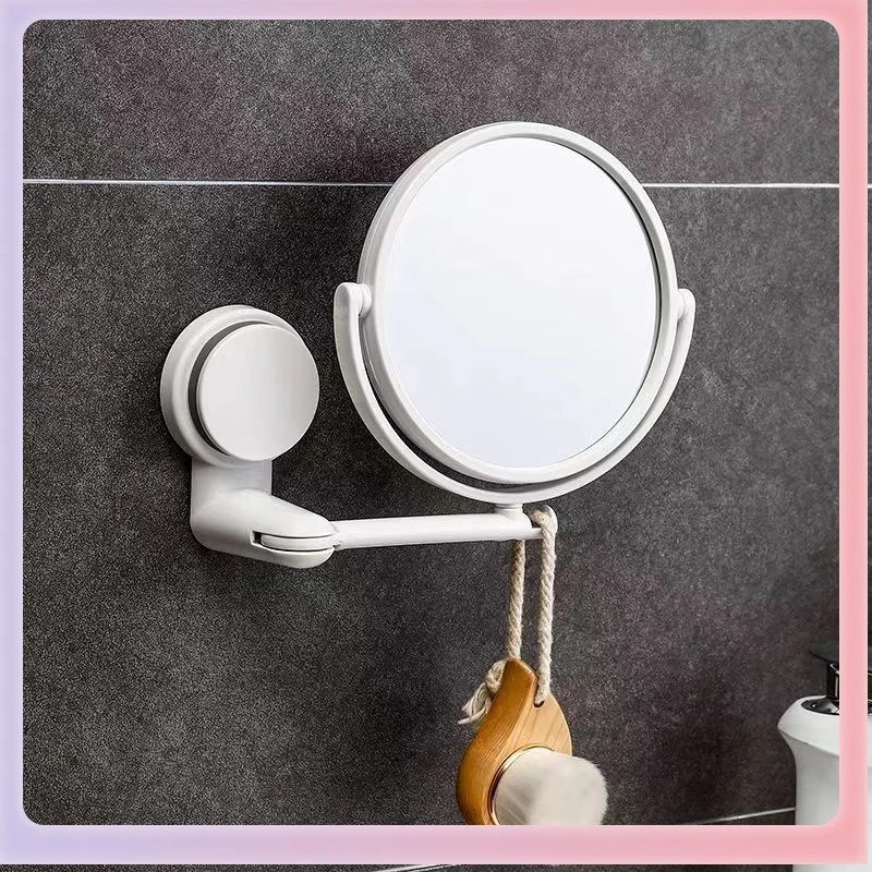 Bathroom Mirror Wall Small Mirror Non-punching Bathroom Mirror Student Dormitory Mirror Folding Dressing Makeup