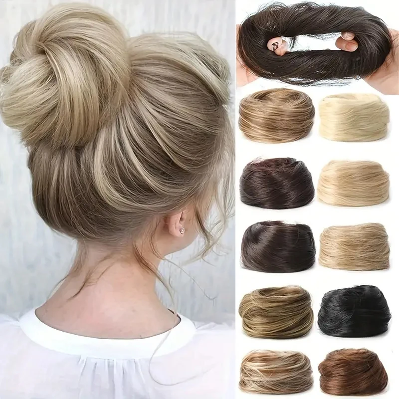 Women's Basic Bun Hairpiece Synthetic Straight Hair Bun for All People Natural Look Hair Extension for Women