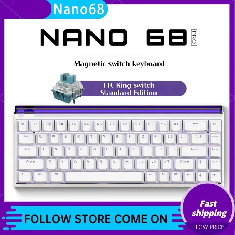 Madlions Nano68 Customized Magnetic Switch Gaming Keyboard TTC TOP E-Sport 8K 32K Scaning Rate RGB Keyboard laptop SOCD Gift