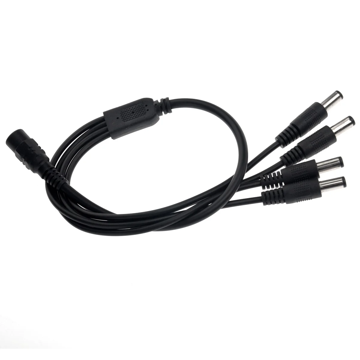 

40cm One Female 21mm Jack to 4 Male 21mm Plugs DC Power Y Splitter Adapter Cable for CCTV Camera (Black)