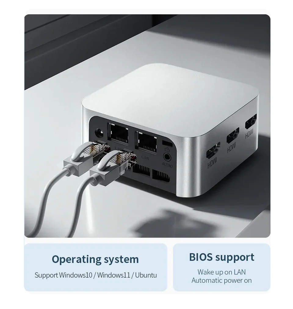 SZBOX T8 Plus Twin Lake N150 كمبيوتر صغير Windows 11 Pro LPDDR5 8GB/16GB 512GB SSD WIFI5 BT4.2 كمبيوتر ألعاب مكتبي لسطح المكتب