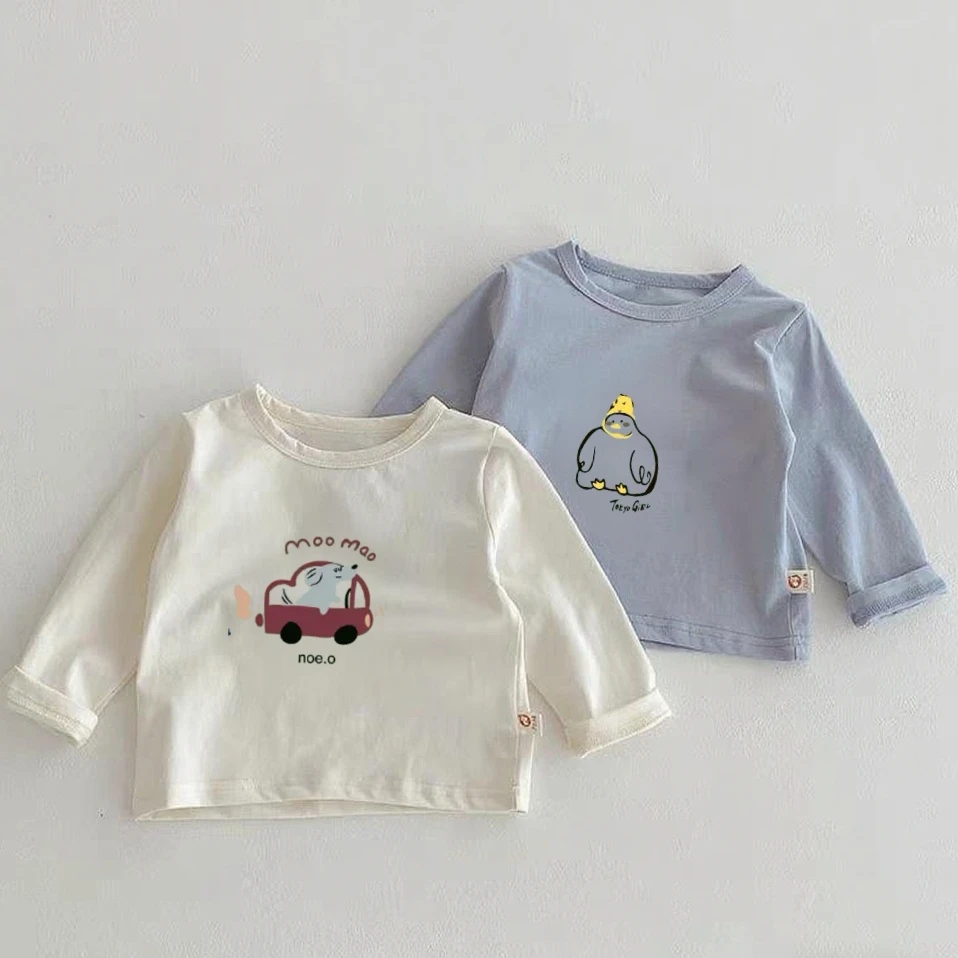 

Solid Color Simple Children Long Sleeved T-shirt Autumn New Kids Clothing Crewneck Pullover Base Shirt Tops Baby Girl Boy Blouse