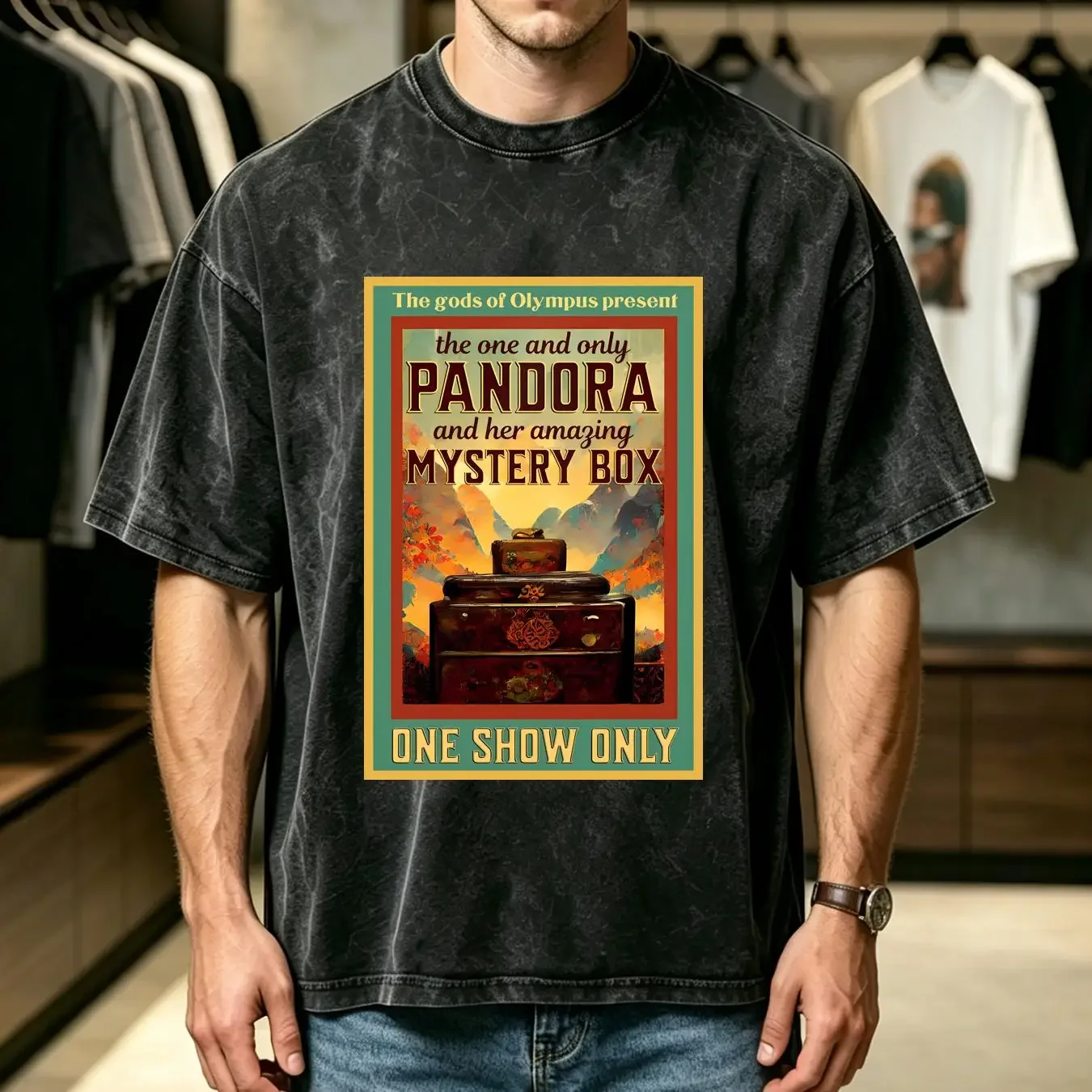 washed T Shirt Mythology Pandoras Box Vintage Poster Greek Goddess Dark Academia Clothing Literary Literature vintage Washed