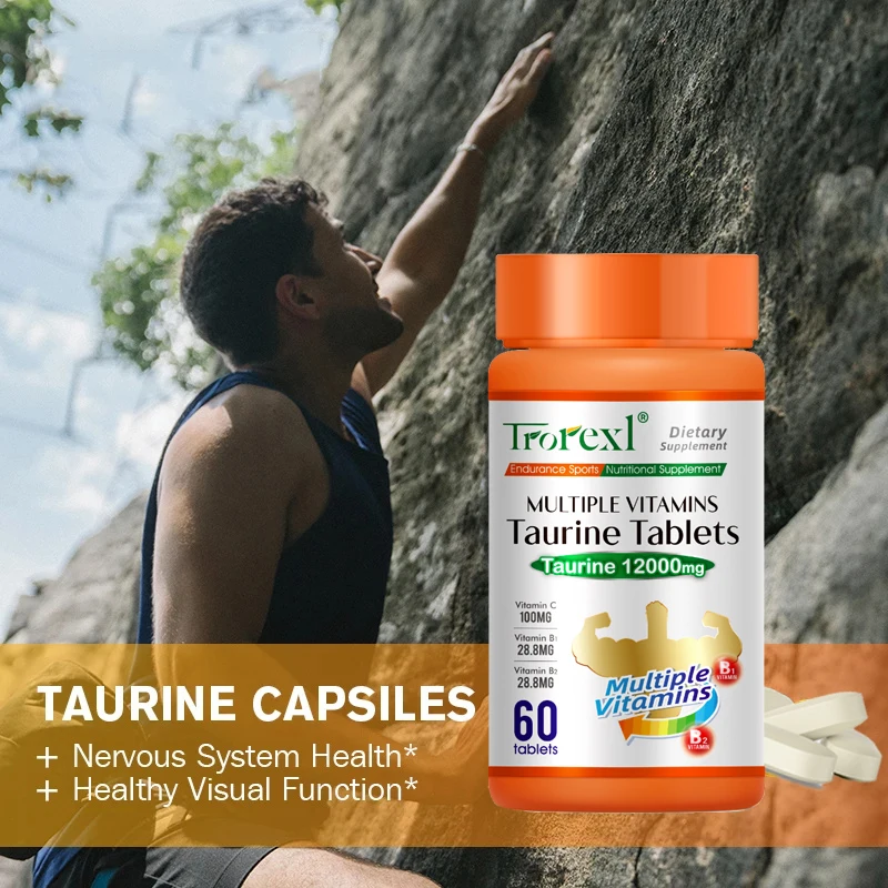 Trorexl taurina supplemento, taurina 200mg, vitamine, per supporto cuore, fegato e cervello-senza glutine