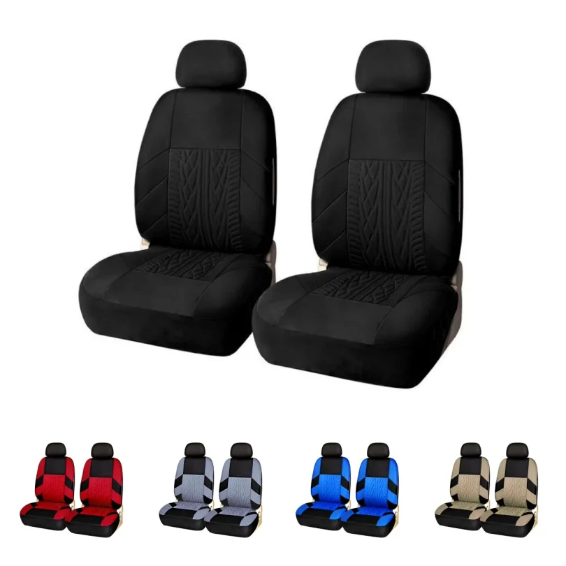 

Embroidery Car Seat Covers Polyester Universal Fit Most Cars Truck SUV Van Protector - Front Pair