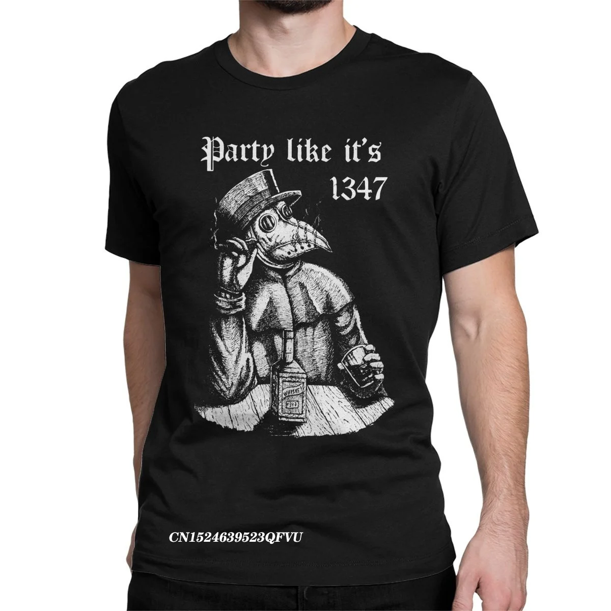 Party Like It\'s 1347 Vintage Plague Doctor Men\'s Tshirt Medieval Horror Funny Tee Shirt T-Shirts Cotton Clothes